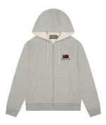 African American Flag Thermal Lined Zip Hoodie Grey