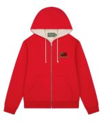 African American Flag Thermal Lined Zip Hoodie Red