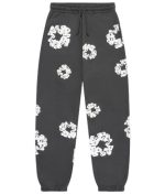 Rhinestone Cotton Wreath Sweatpants Vintage Black