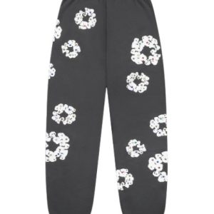 Rhinestone Cotton Wreath Sweatpants Vintage Black