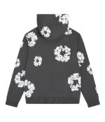 Rhinestone Cotton Wreath Zip Hoodie Vintage Black